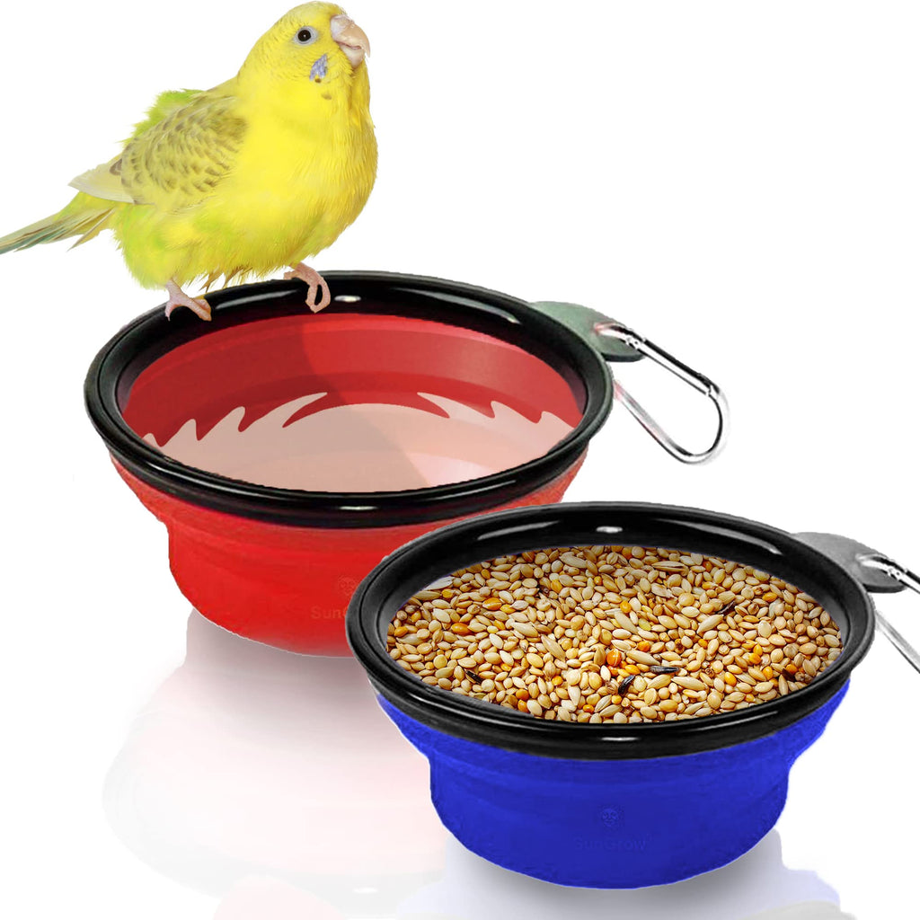 SunGrow Finch Collapsible Food and Water Bowls, Portable Parakeet Pet Travel Dish, 2 Feeders per Pack - PawsPlanet Australia