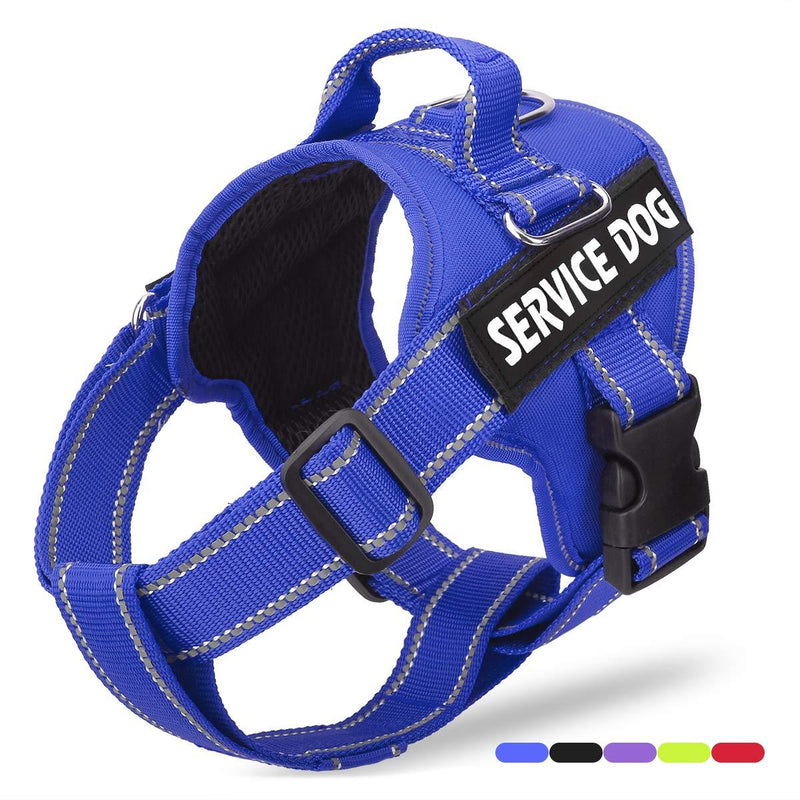 [Australia] - Service Dog Harness, No-Pull Reflective Vest Harness Adjustable Outdoor Pet Vest - Easy On & Off Comfort Pet Halters Breathable Oxford Soft Vest with Easy Control Handle for Small Medium Large Dogs L (NECK: 17″-27″/CHEST: 26″-34″) Blue 
