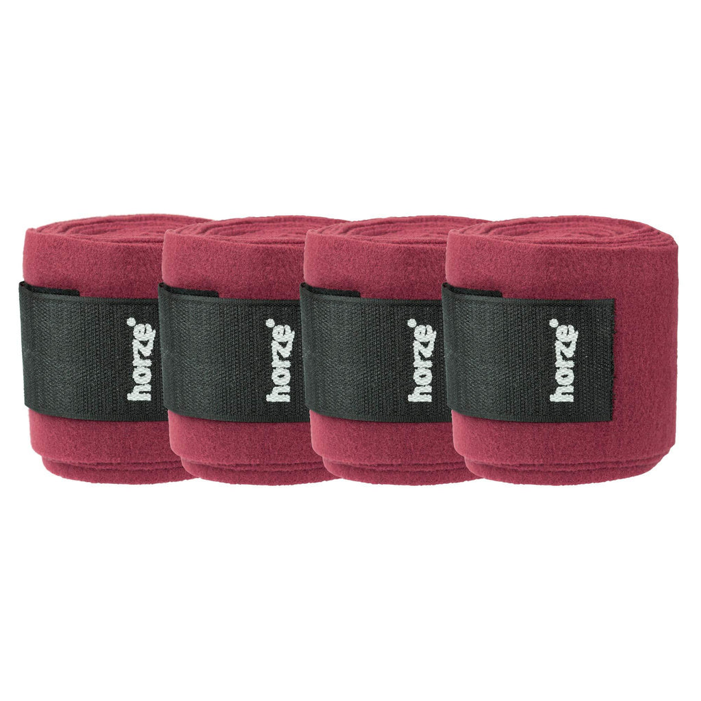 [Australia] - HORZE Fleece Bandages Polo Wrap 9 ft 9 in Maroon Dark Red/Silver 