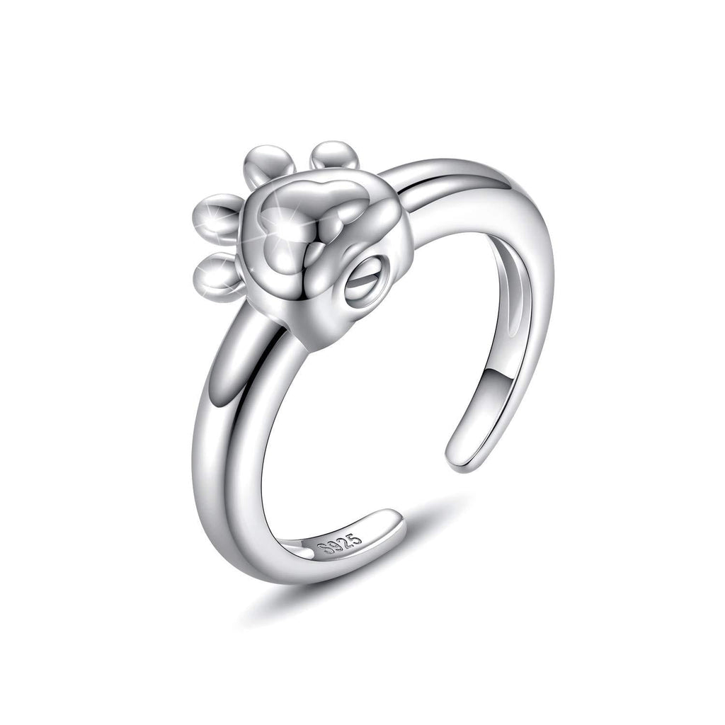 [Australia] - STROLLGIRL | Sterling Silver Paw Urn Memorial Ring | Open Loop with Holder for Cremated Ashes Urm Rings Memorial 