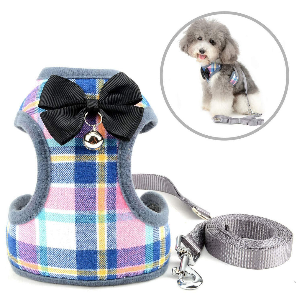 [Australia] - SELMAI Escape Proof Cat Harness with Leash for Small Dogs Plaid Pattern Soft Mesh Vest Harness for Walking Training Leads No Pull for Puppy Chihuahua Dachshund Hiking Jogging Outdoor S:Bust:23-42cm/9-16.5",for 2.2-6.6Lbs Pink Plaid 