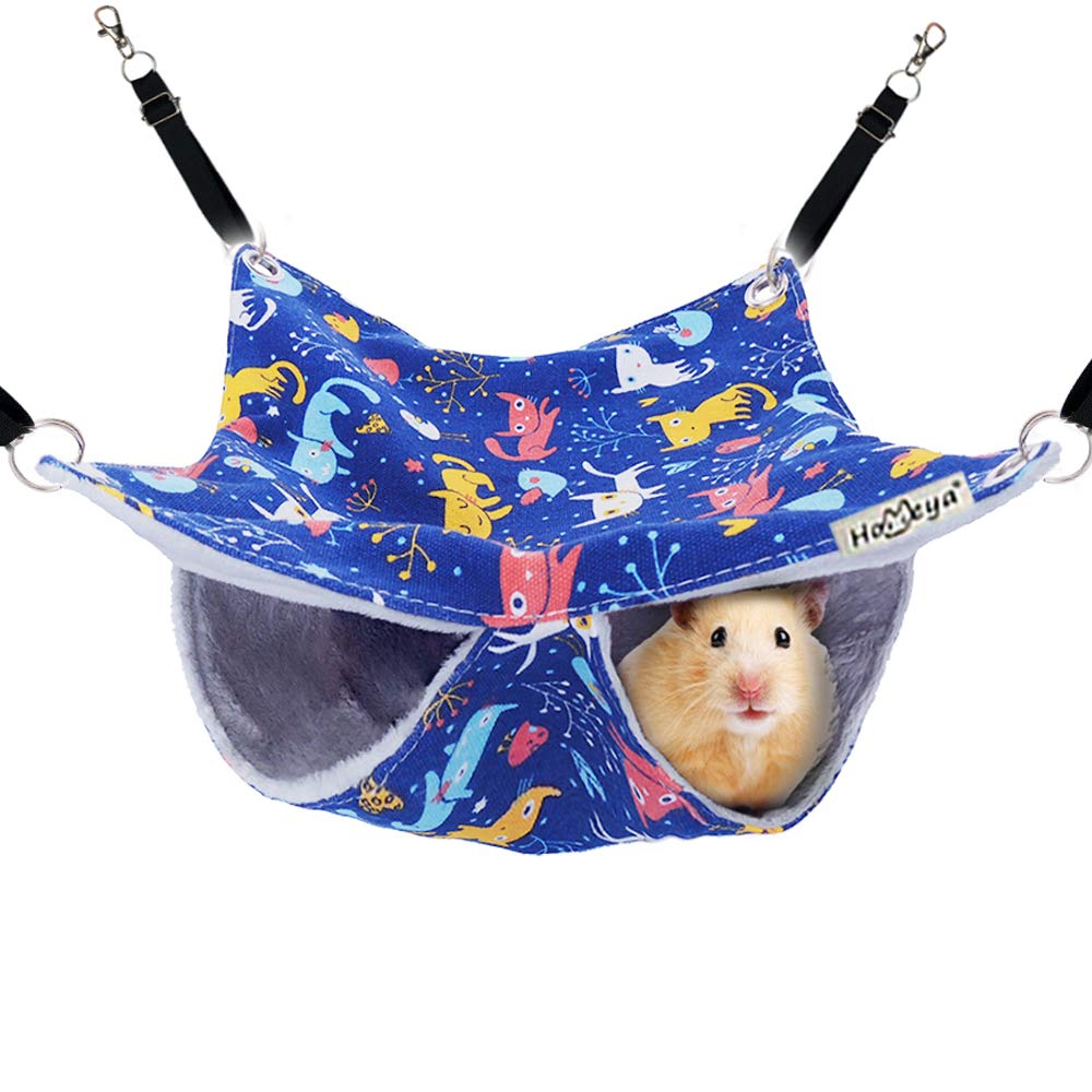 HOMEYA Pet Small Animal Hanging Hammock, Bunkbed Hammock Toy for Ferret Hamster Parrot Rat Guinea-Pig Mice Chinchilla Flying Squirrel Sleep Nap Sack Cage Swinging Bed Hideout Blue - PawsPlanet Australia