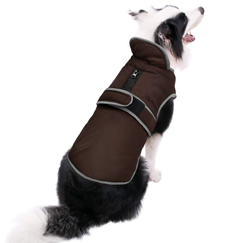 MIGOHI Reflective Waterproof Windproof Dog Coat Cold Weather Warm Dog Jacket Reversible Stormguard Winter Dog Vest for Small Medium Large Dogs X-Small (Pack of 1) Brown - PawsPlanet Australia