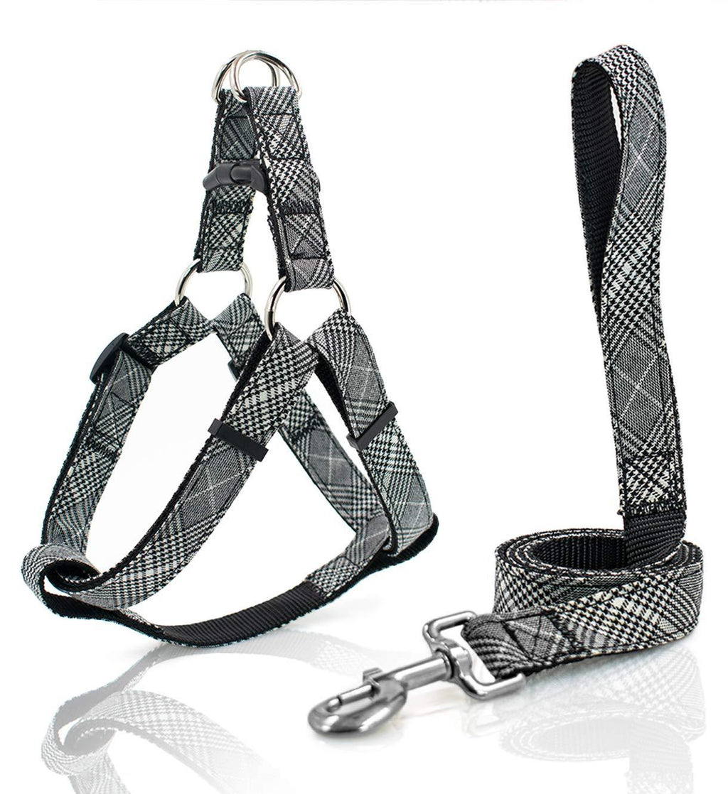 [Australia] - KLCW Leash and Collar for Small Dogs, Harness for Medium Dogs, Harness and Leash Set S Gray stripes 