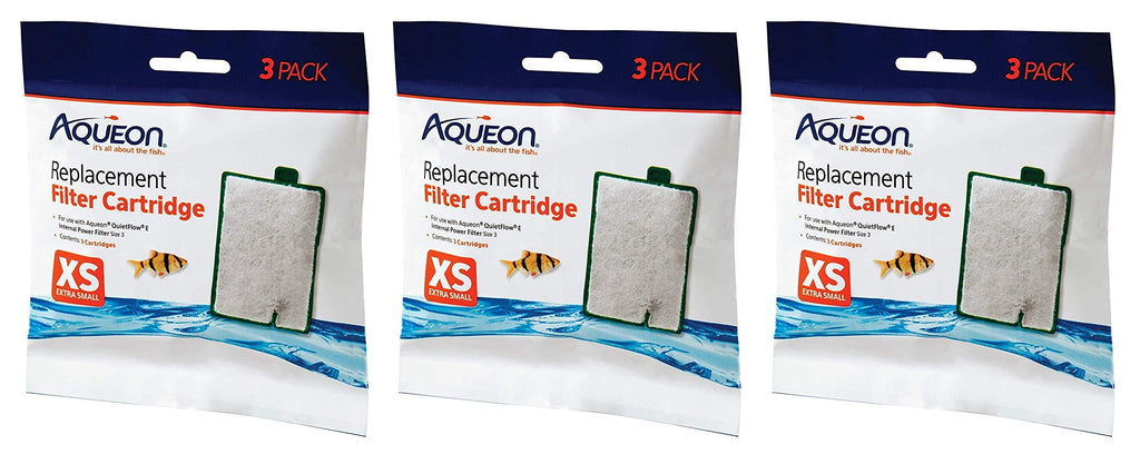 Aqueon 9 Pack of Replacement Filter Cartridges, (3) 3pk XS Cartridges Each, for QuietFlow E Internal Power Filters - PawsPlanet Australia