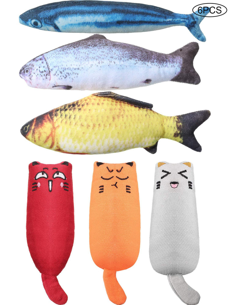 [Australia] - Gejoy 6 Pieces Catnip Fish Toys for Cat Playing Chewing Teeth Cleaning Fish Type Catnip Toys Creative Catnip Teeth Cartoon Chew Toys (Style 1) 