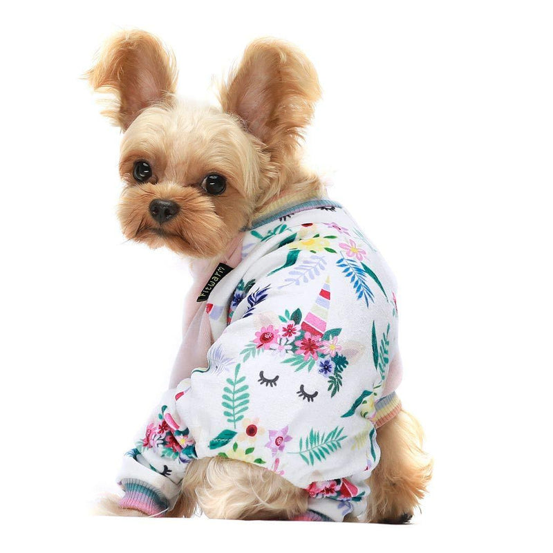 [Australia] - Fitwarm Unicorn Pet Clothes for Dog Pajamas Cat Onesies Lightweight Velvet Pink Medium 