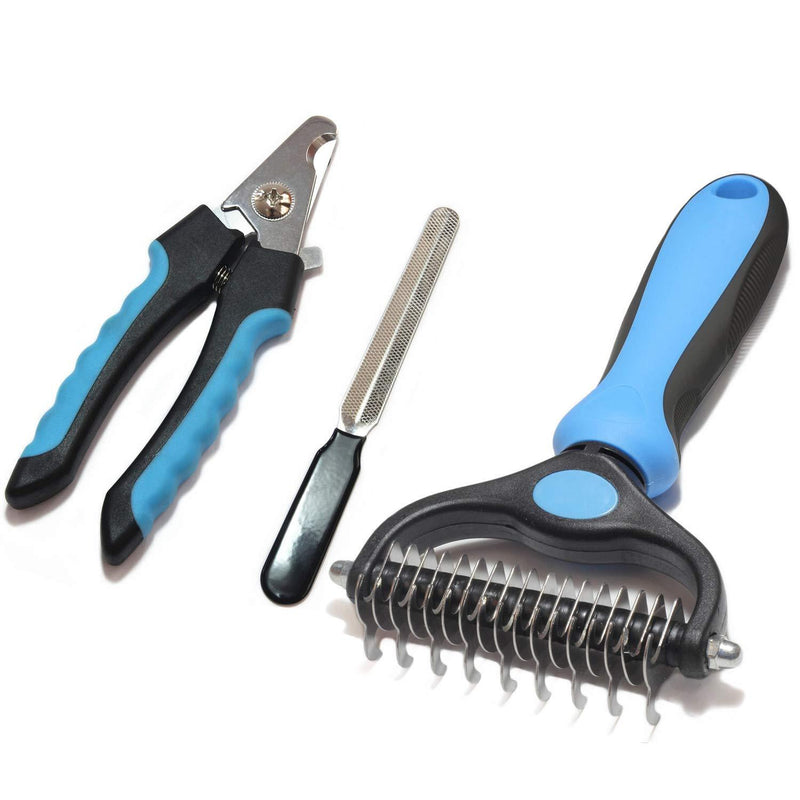 [Australia] - Maxpower Planet Pet Grooming Tool Set (2 Pack)- Double Sided Dematting Brush and Dog Nail Clippers 