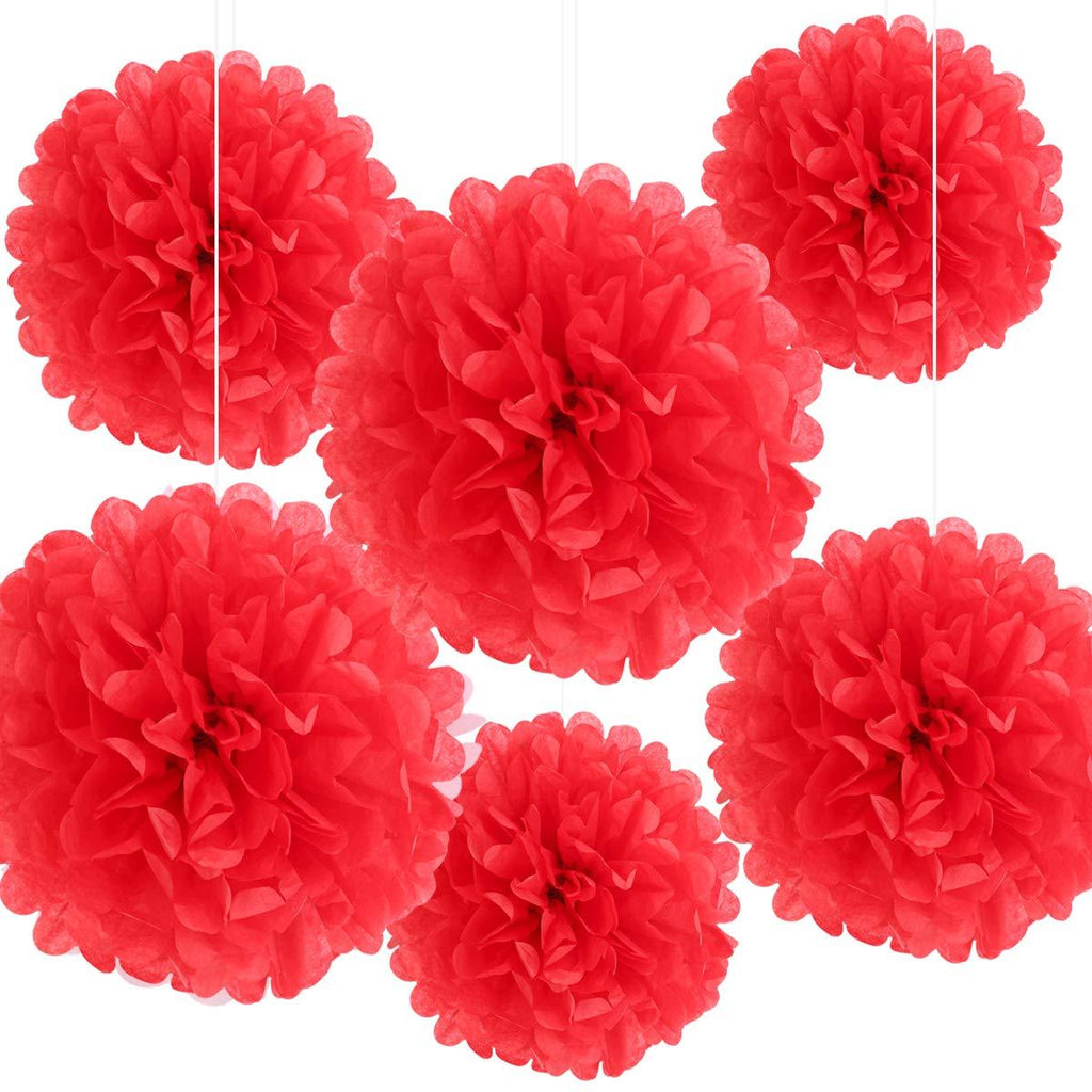 Bining Paper Pom Poms Hanging Paper Flower Ball Wedding Party Celebrations Decorations Outdoor Decoration Flowers Craft for Party Birthday party (deep purple 6pcs) (BIN06-red) BIN06-red - PawsPlanet Australia