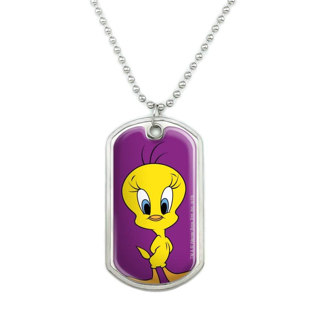 [Australia] - GRAPHICS & MORE Looney Tunes Tweety Bird Military Dog Tag Pendant Necklace with Chain 