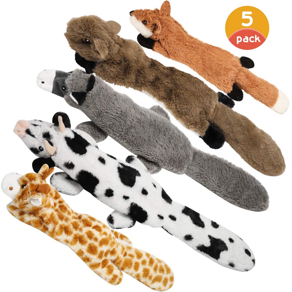 [Australia] - Nocciola Dog Squeaky Toys with Double Layer Reinforced Fabric, Durable Dog Toys, No Stuffing Plush Dog Toy Set for Small to Large Dogs 