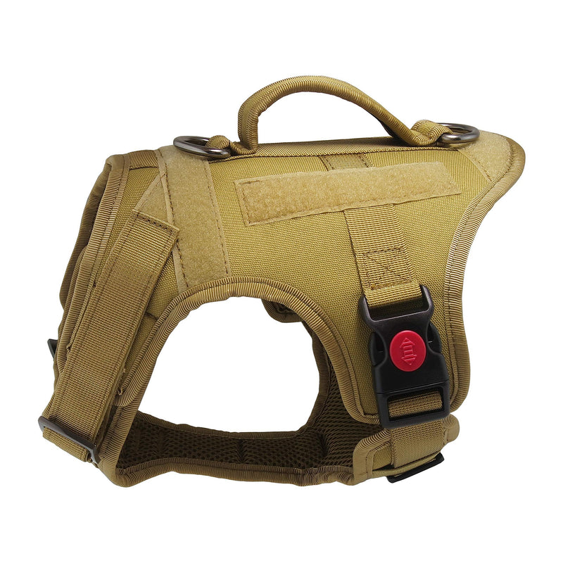 [Australia] - Mudinpet Tactical Dog Harness, Military Service Dog Vest for Small Medium Large Dogs, No Pull Escape-Proof Dog Utility Vest XS Chest 17.5-21in Khaki 