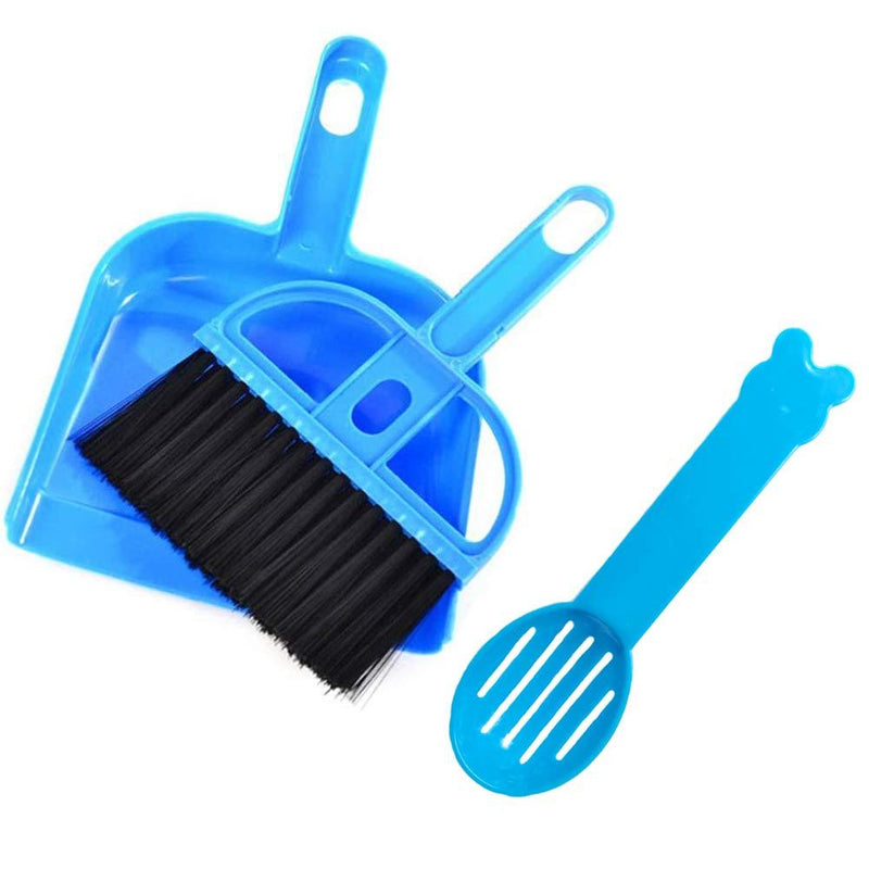 Yu-Xiang 3 Pack Hamster Mini Dustpan and Broom Set Guinea Pig Classical Besom Chinchillas Sweeper Cavy Cage Clean Hedgehogs Scooper for Small Animal Blue - PawsPlanet Australia