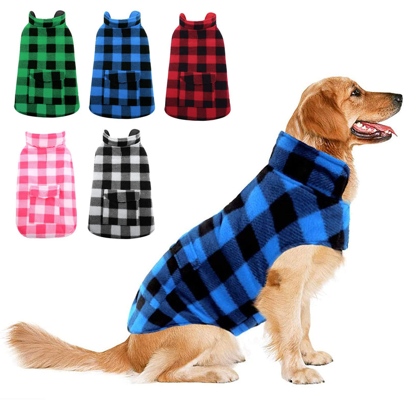 Dog Winter Coat, ASENKU Dog Jacket Plaid Reversible Dog Vest Waterproof Cold Weather Dog Clothes Pet Apparel for Small Medium Large Dogs X-Small (Pack of 1) Blue - PawsPlanet Australia