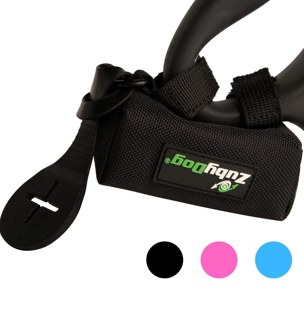 [Australia] - ZubyDog Dog Poop Bag Holder - Includes Poop Bag Holder Accessory for Carrying Used Poop Bags - Premium Fabric Poop Bag Dispenser for Leash – Spacious Dog Waste Bag Holder – 3 Color Options 1 Pack All Black with Black Poop Bag Holder 