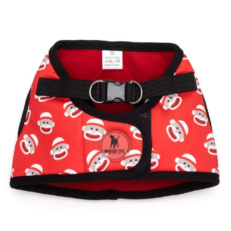 [Australia] - The Worthy Dog Printed Harness Red Sock Monkey for Small Medium Large Dogs-Red XL 