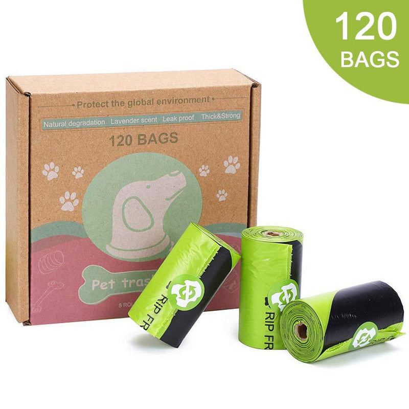 [Australia] - Jtedzi Dog Waste Bags, Biodegradable Extra Thick and Strong Poop Bag for Dog, Guaranteed Leak-Proof Easy Tear, Premium Lavender Scented Green Eco-Friendly, 15 Doggy Bags Per Roll, 9”x13” 120 Bags 