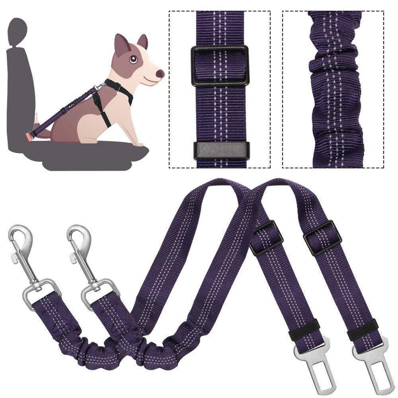 [Australia] - Lukovee Dog Seat Belt,2 Pack Adjustable Pet Car Seatbelt High Elasticity Bungee Safety Belt Connect to Dog Harness in Vehicle Car Trip for Small Medium Large Dogs Daily Use 