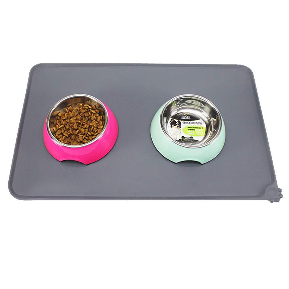 [Australia] - Metopets Dog Bowl Mat, Cat Dog Food Mat for Floors Waterproof, Silicone Pet Food Mat, Dog Feeding Mat Placemat for Small Medium Pets Grey 