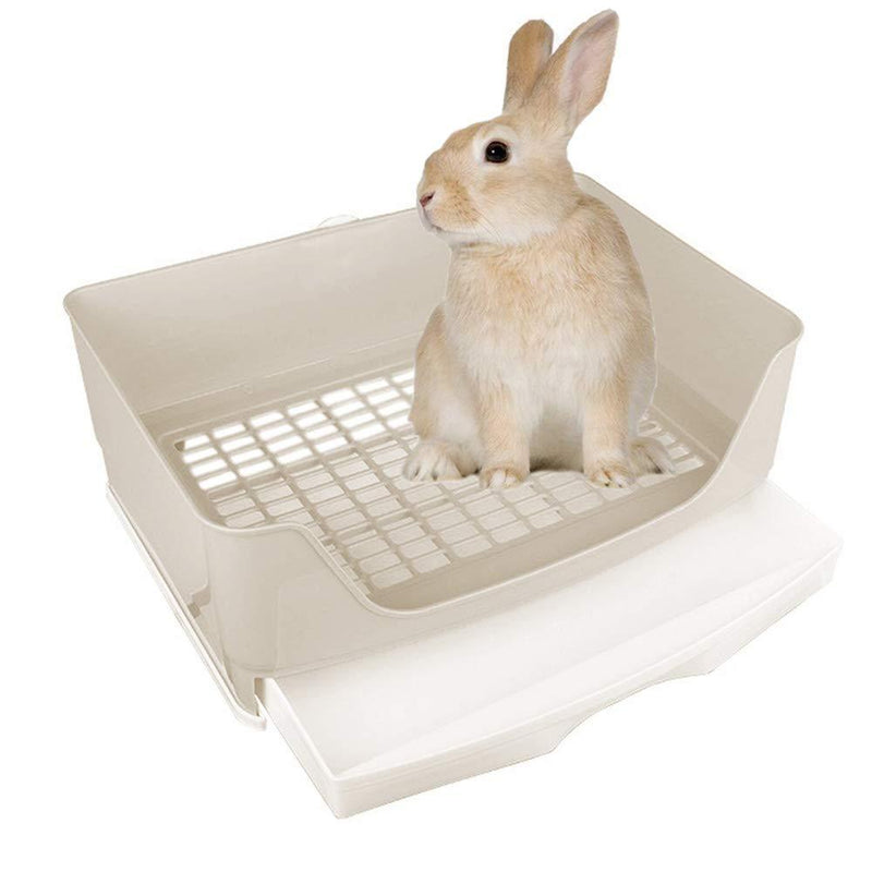 [Australia] - Amakunft Large Rabbit Litter Box with Drawer, Corner Toilet Box with Grate Potty Trainer, Bigger Pet Pan for Adult Guinea Pigs, Chinchilla, Ferret, Galesaur, Small Animals Brown 