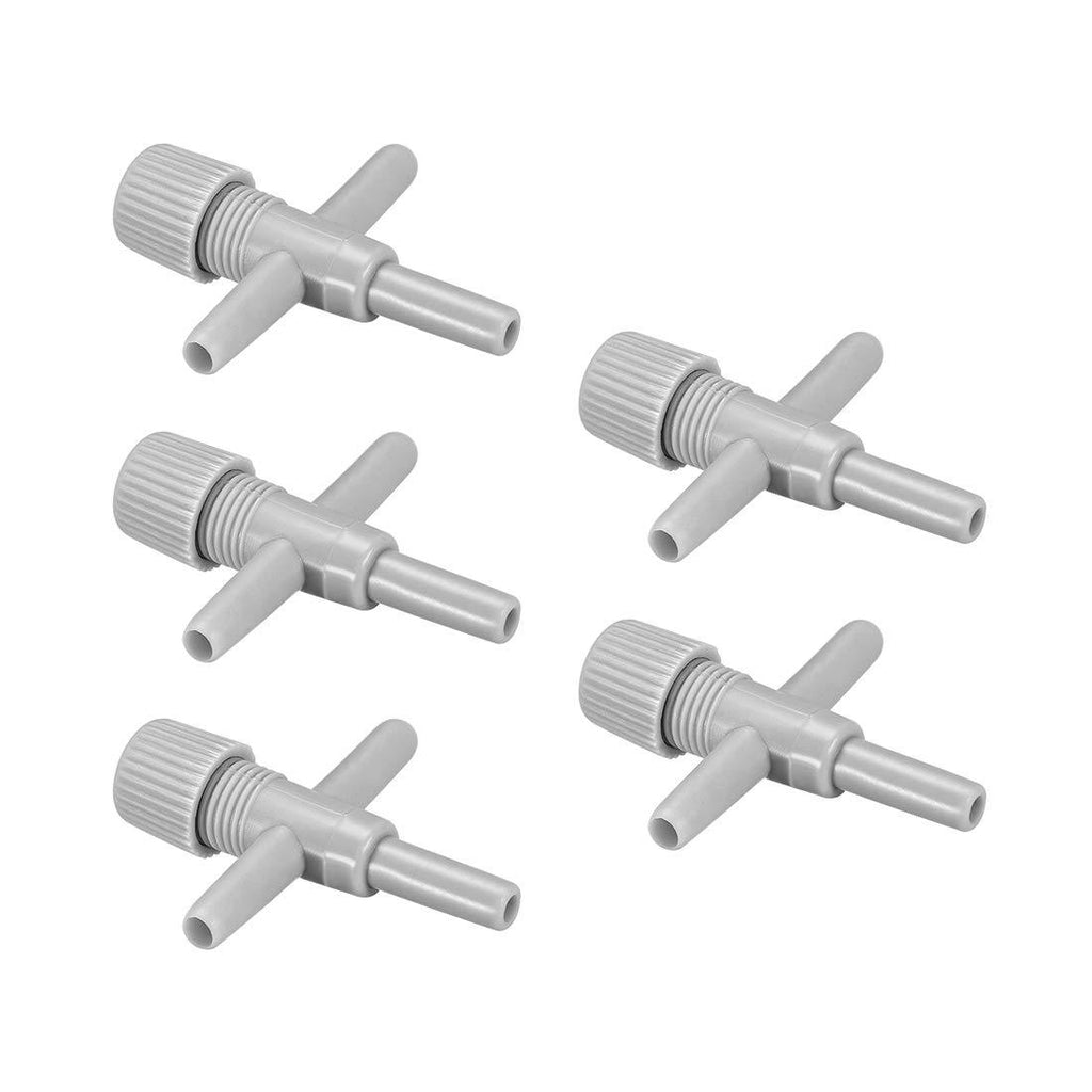 [Australia] - uxcell Aquarium Air Valve Cross Shaped 3 Way Air Pump Control Valves for Fish Tank Plastic Gray 5Pcs 