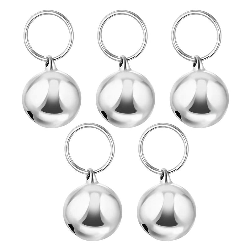 [Australia] - POPETPOP Pendant Bells Christmas Bells, 5PCS 18mm, Pet Accessories Cat Dog Bells Birds Wildlife Decoration - Silver 