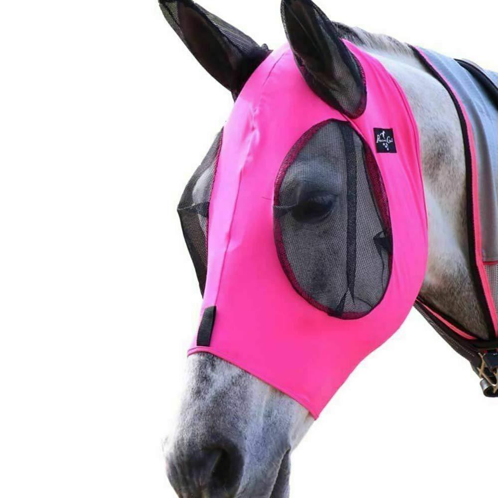 Gaosheng Horse Fly Mask, Fly Mask with Ears, Extra Comfort Lycra Grip Soft Mesh Horse Fly Mask with Ears (rose Red) rose Red - PawsPlanet Australia