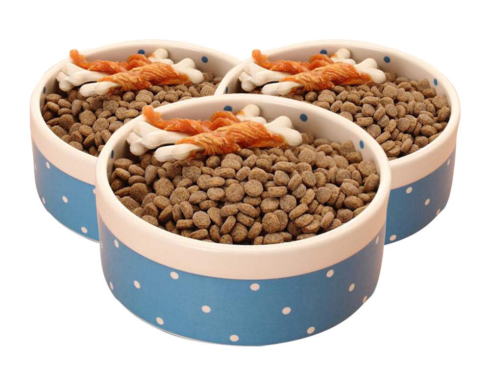 [Australia] - HCDD Ceramic Cat Bowl,Alphabet Bowl,Pet Supplies,Blue,Pink,Height 2.36 in,Caliber 6.49 in,Weighs About 450g. blue 