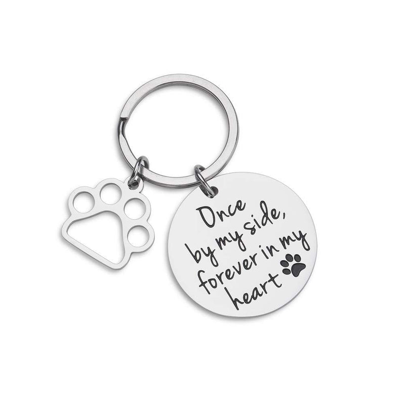 [Australia] - VANLOVEMAC Loss of Pet Memorial Keychain Dog Cat Remembrance Jewelry Pet Sympathy Gift Dog Remembrance for Women Men Once by My Side Forever in My Heart Key Ring 