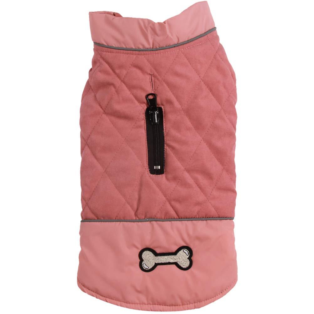 vecomfy Reversible Dog Coats for Small Dogs Waterproof Warm Cotton Puppy Jacket for Cold Winter,Red M Pink - PawsPlanet Australia