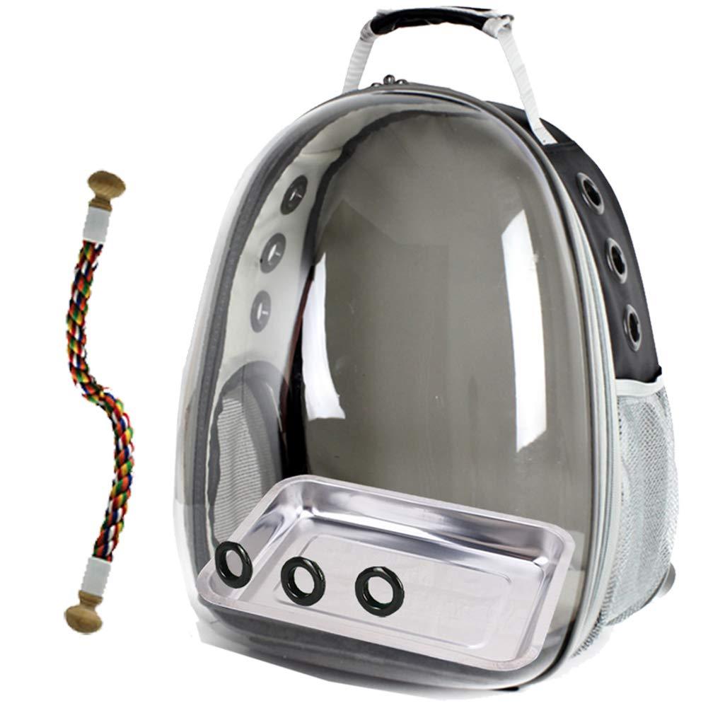 Bird Carrier Cage, Bird Travel Backpack with Stainless Steel Tray and Standing Perch Black - PawsPlanet Australia