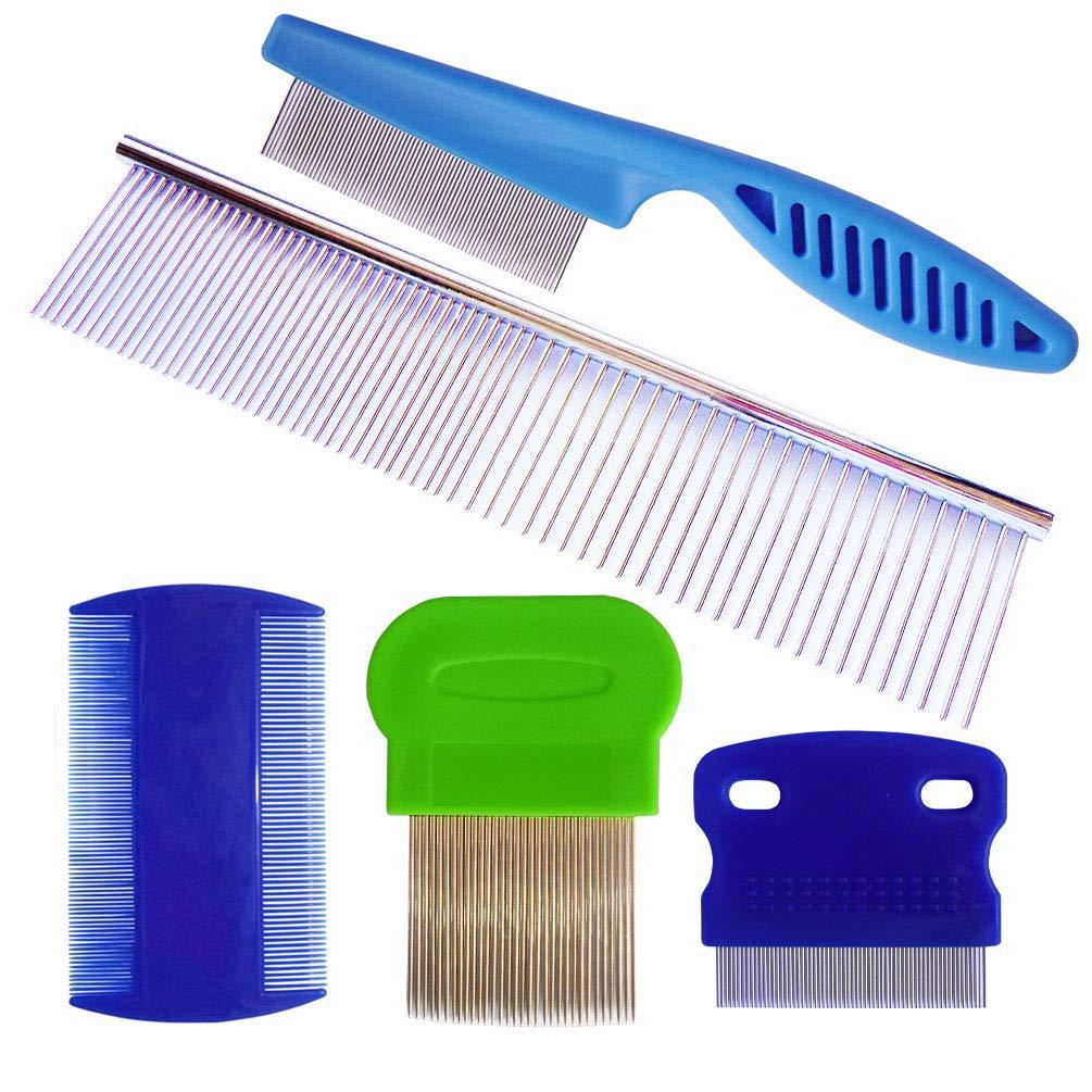 [Australia] - zYoung 5 Pcs Dog Grooming Comb,Tear Stain Remover for Dogs,Stainless Steel Grooming Dog Cat Comb Tool Effectively Clean Mucus and Stains 