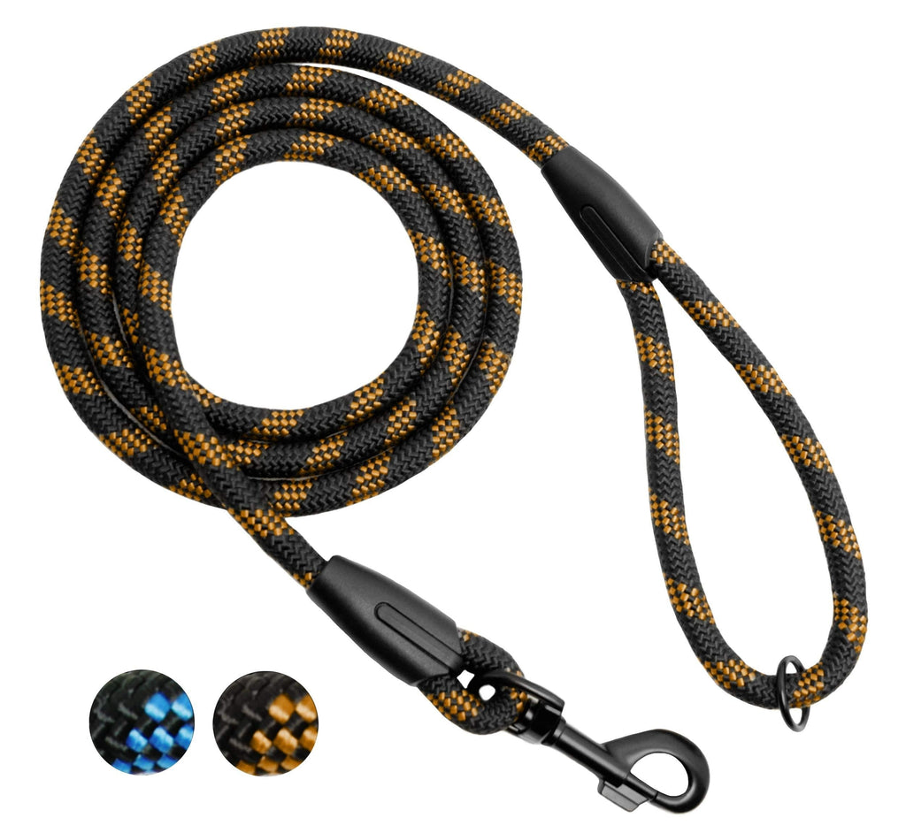 [Australia] - Luna&Max Rope Dog Leash 6ft Mountain Climbing Rope Dog Lead Dog Leash Braided Rope Leash for Dogs Medium Large Extra Large Training Slip Show Dog Lead Gold 