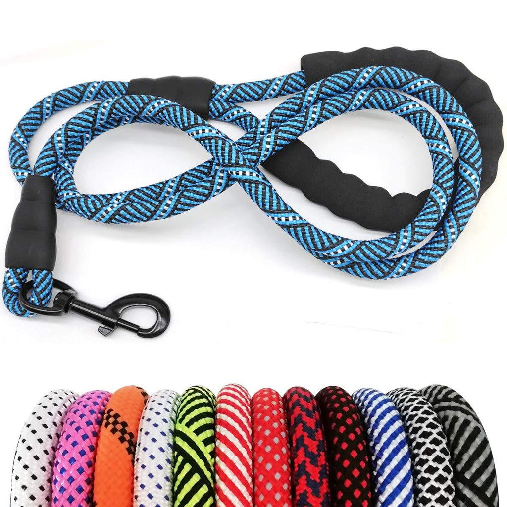 [Australia] - MayPaw Heavy Duty Rope Dog Leash, 1/2" x 6FT Nylon Pet Training Leash, Soft Padded Handle Thick Lead Leash for Large Medium Dogs 1/2" * 6' blue black 