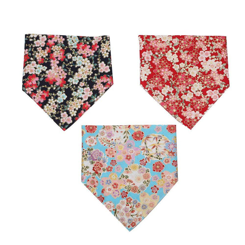 [Australia] - Delifur 3 Pack Triangle Dog Bandanas Reversible Bibs Scarfs Accessories for Pet Cats Large 
