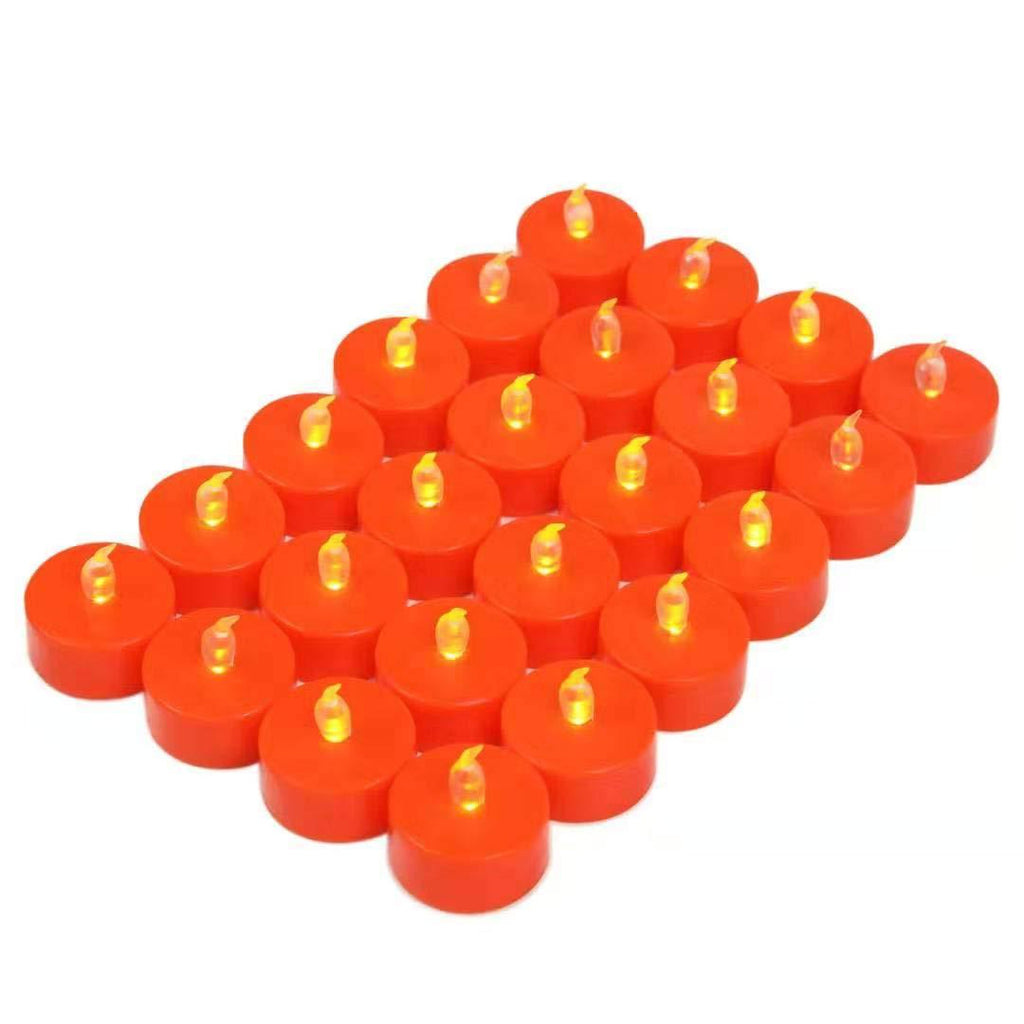 Tappovaly Tea Lights,24 Pack Flameless LED Candles Battery Operated Tealight Candles Flicker Long Lasting Tealight for Wedding Holiday Party Home Decoration (24PCS Orange) - PawsPlanet Australia