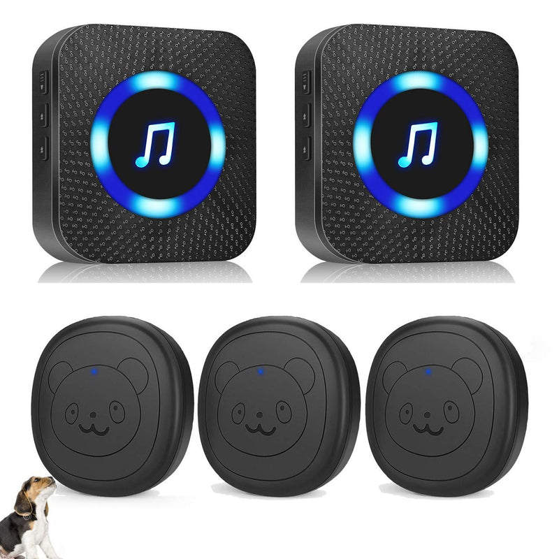 [Australia] - EverNary Dog Door Bell Wireless Doggie doorbells for Potty Training with Warterproof Touch Button Dog Bells Included Receivers + Transmitters 2 Receivers 3 Transmitters 