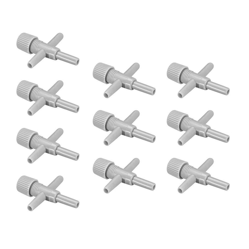 [Australia] - uxcell Aquarium Air Valve Cross Shaped 3 Way Air Pump Control Valves for Fish Tank Plastic Gray 10Pcs 