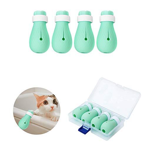 [Australia] - Fanme Anti-Scratch Boots Silicone Cat Shoes Boots Rubber Nail Cover Precaution Scratch Gloves Cat Paw Protector Pet Grooming Scratching Booties for Home Bathing Shaving Checking Treatment 