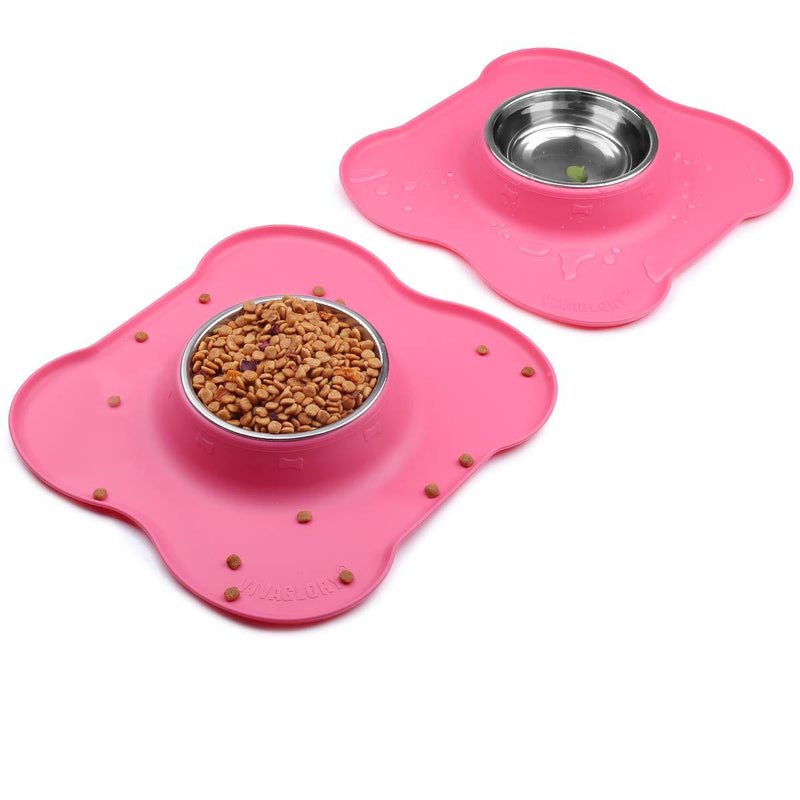 Vivaglory Dog Bowls Set, 2 Pack Puppy Bowls with Non Spill Silicone Mat and Food Grade Stainless Steel Water and Food Feeding Bowl for Kitty Puppy Cat Dog 6½ OZ ea. Pink - PawsPlanet Australia