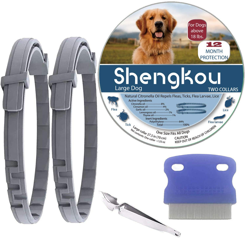 Flea and Tick Collar for Large Dog, Safe, Waterproof, Free Comb, Charity 2 Packs - PawsPlanet Australia
