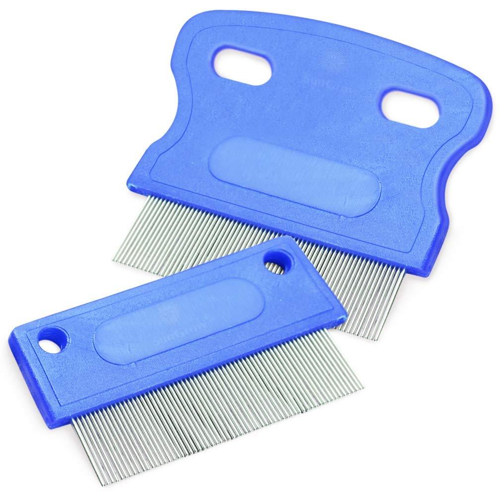 [Australia] - Meric Pet Grooming Combs, Blue, Tear Stain Remover Combs, Ergonomic Handles and Rounded Edges, Perfect for Long and Short Haired Dogs and Cats, Suitable for Other Furry Pets Too, 2 Pack 