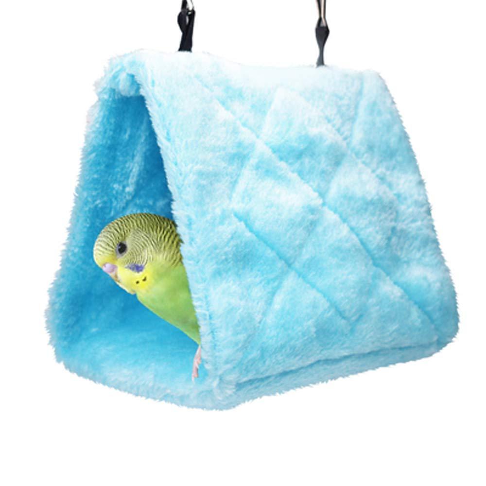[Australia] - Cdycam Plush Pet Bird Hut Nest Hammock Hanging Cage Warm Nest Happy Snuggle Cave Tent Medium Blue 