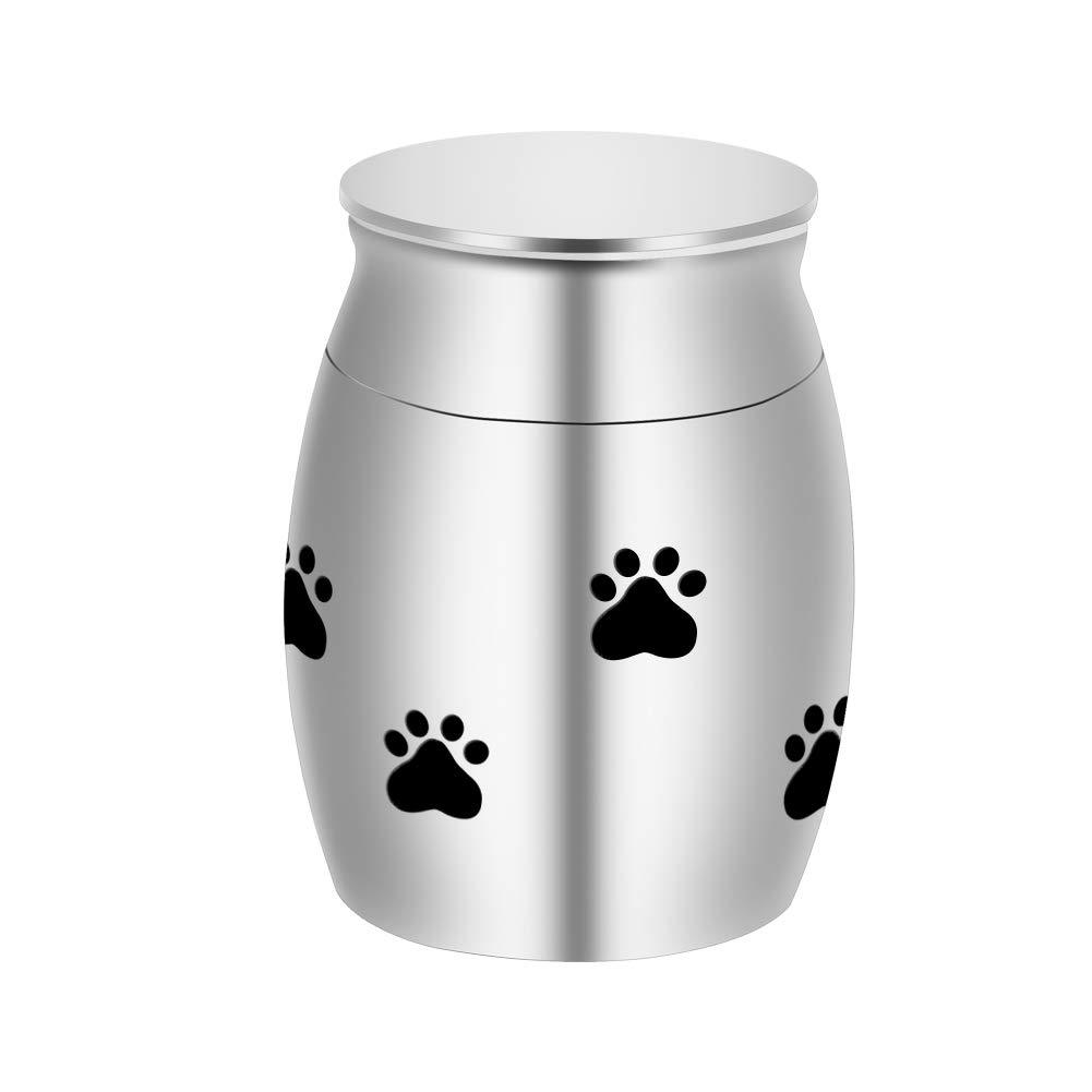 Small Cremation Urn for Pet Ashes Mini Pet Paw Keepsake Urn Stainless Steel Memorial Keepsake Urns for Dogs Cats Ashes Holder Silver-pet paw Non-customize - PawsPlanet Australia