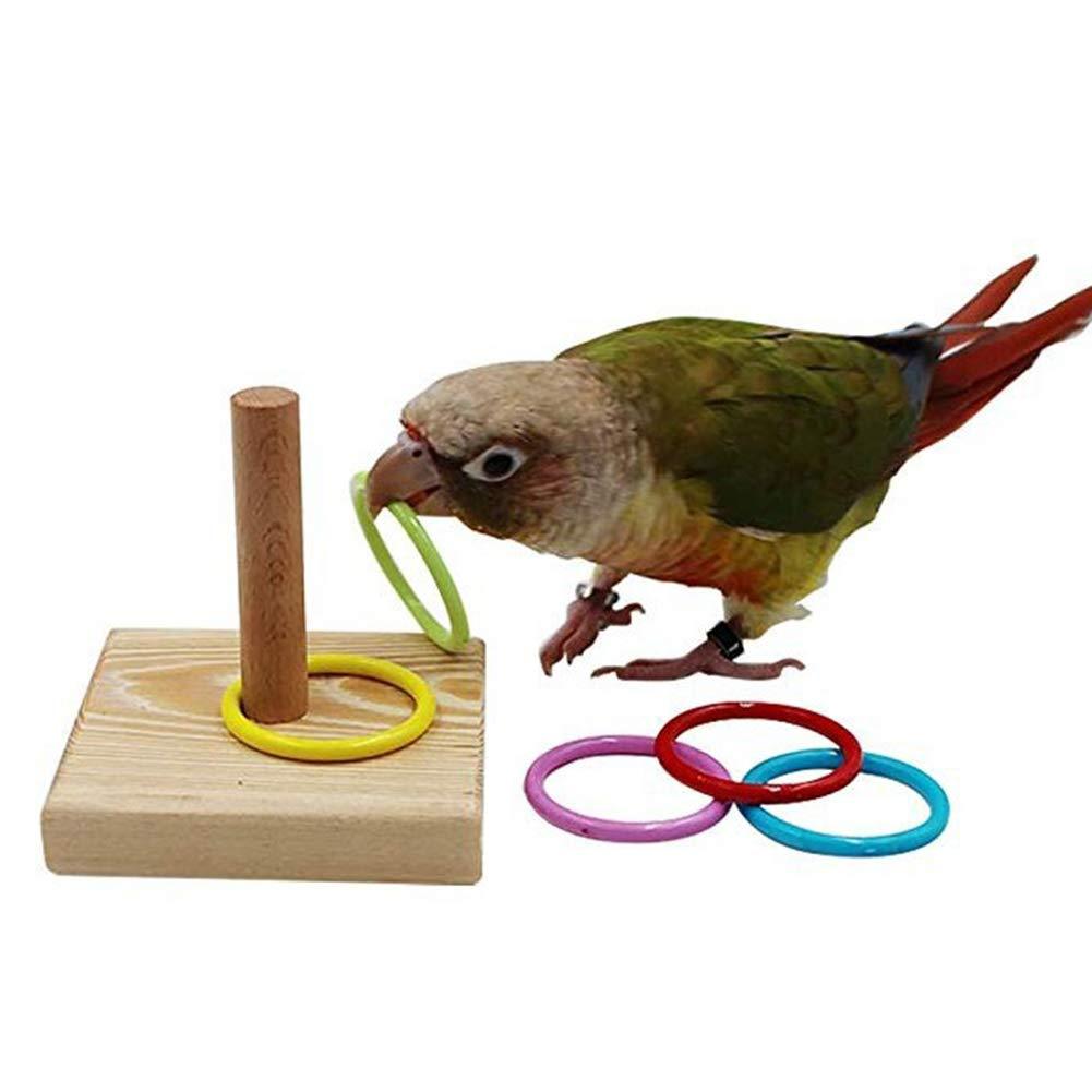[Australia] - Keersi Bird Parrot Wooden Platform Plastic Ring Intelligence Training Toy for Parakeet Cockatiel Conure Macaw African Grey Cockatoo Amazon Eclectus Lovebird Budgie Finch Canary Cage 