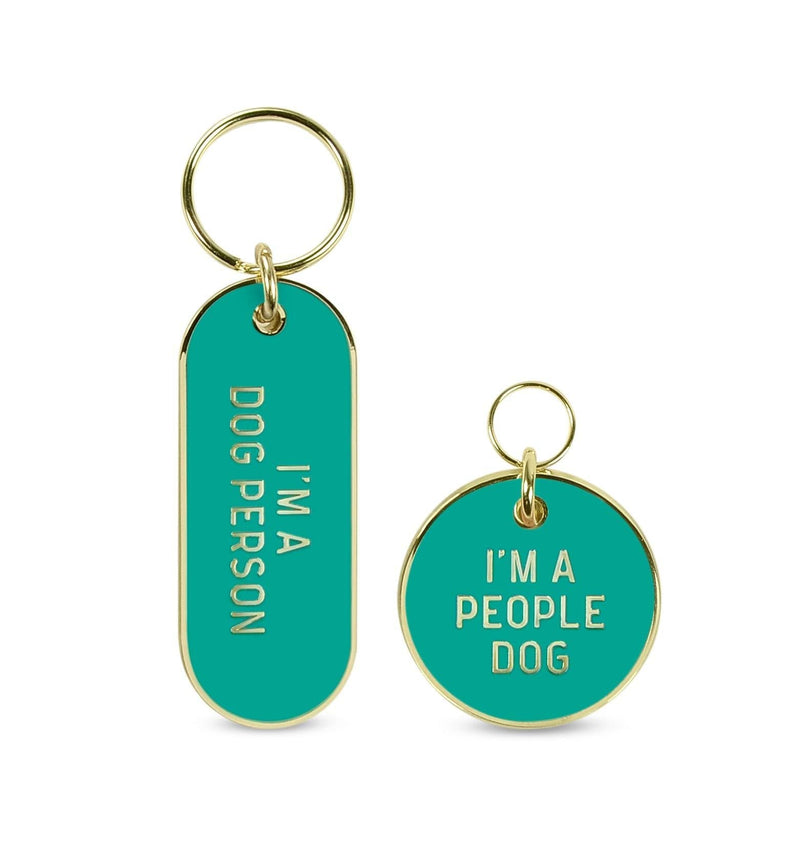 [Australia] - Fred & Friends Howligans - Dog/Puppy Collar Charm Keychain Set - Im a Dog Person/People Dog, Teal 