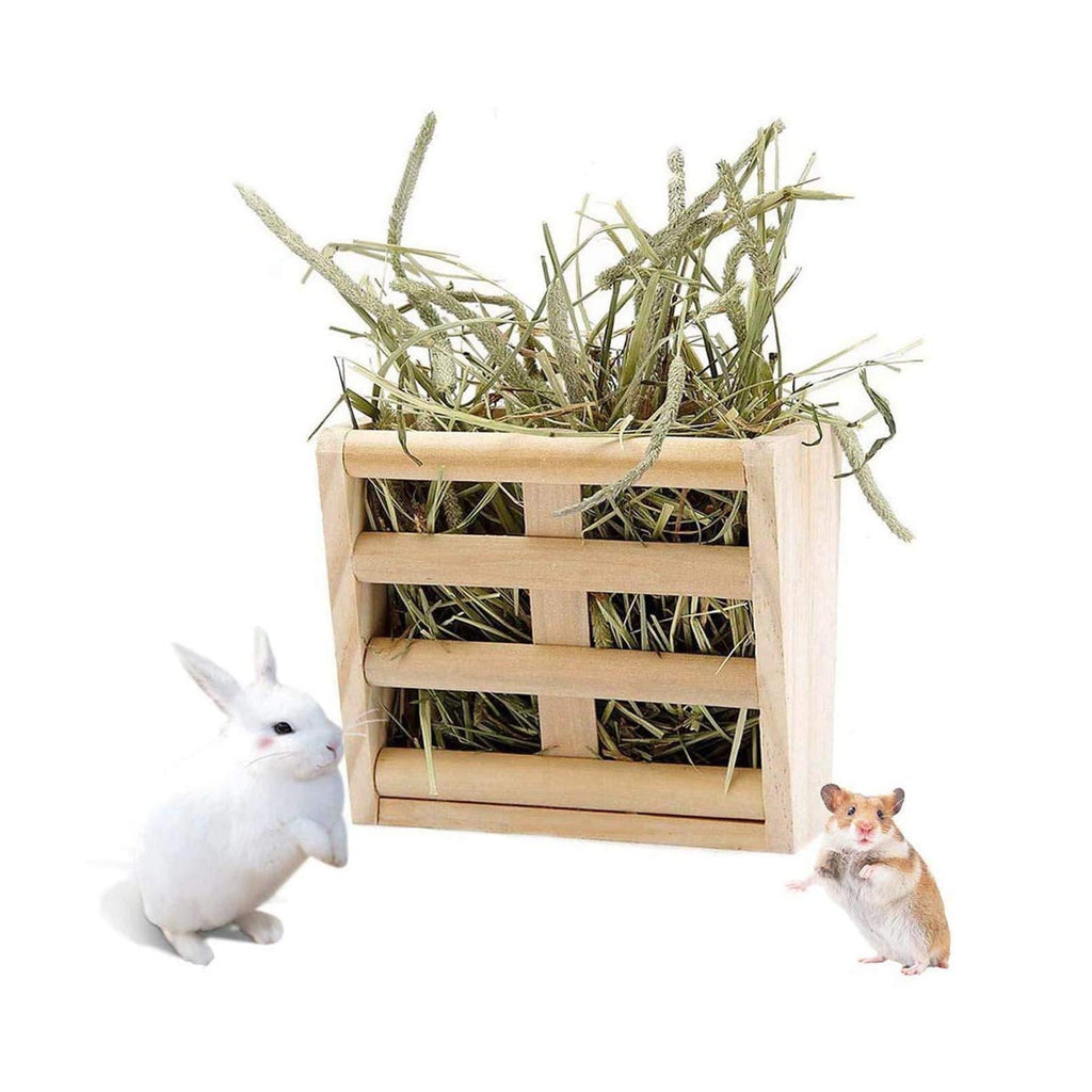 Chinchilla Hay Rack,Bunny Hay Feeder,Guinea Pig Hay Holder,Rabbit Food Dispenser,Natural Wooden,Hamster,Rabbit Cage Accessories by BLSMU - PawsPlanet Australia