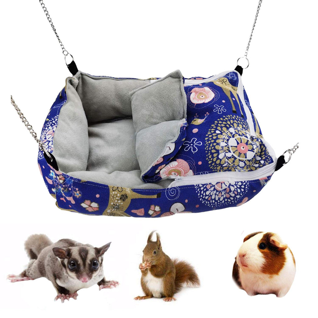 Winter Warm Guinea Pig Rabbit Hedgehog Bed Sugar Glider Squirrel Hamster Hanging Cave Bed Snuggle Sack for Cage Accessories (13.7x9.8x3.1 Inch (Pack of 1), Blue) 13.7x9.8x3.1 Inch (Pack of 1) - PawsPlanet Australia
