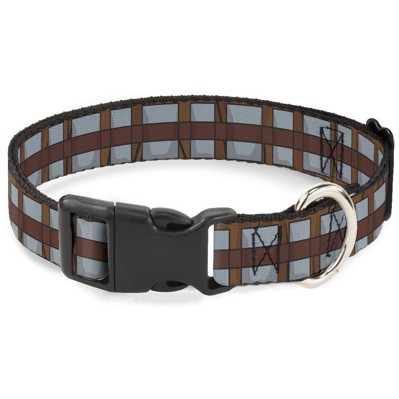[Australia] - Buckle-Down Dog Collar Plastic Clip Star Wars Chewbacca Bandolier Bounding Browns Gray Available In Adjustable Sizes For Small Medium Large Dogs 1" Wide - Fits 11-17" Neck - Medium Multi Color 