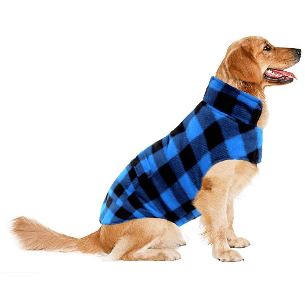 ASENKU Dog Coat, Dog Fleece Jacket Plaid Reversible Dog Winter Vest Waterproof Windproof Cold Weather Dog Clothes Pet Apparel for Small Medium Large Dogs (L, Blue) L (Chest: 17.72"-21.65", Back: 13.78") - PawsPlanet Australia